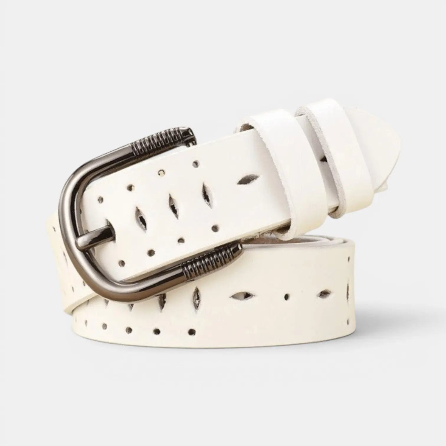 Ceinture Fine Cuir Ajourée Femme Boucle Striée Arrondie | Torvex La Maison de la Ceinture