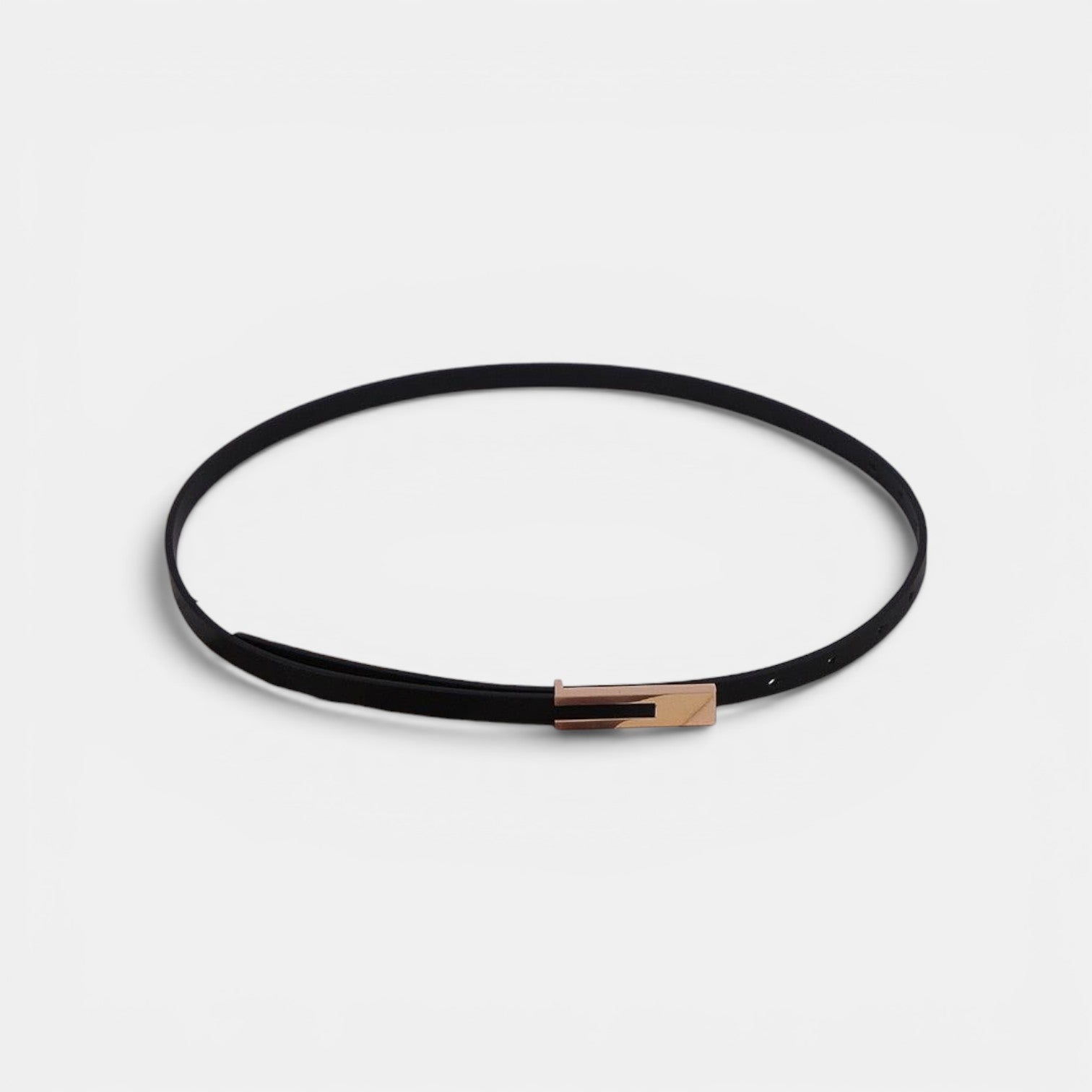 Ceinture Cuir Femme Fine Boucle Dorée Noire | Vezaline