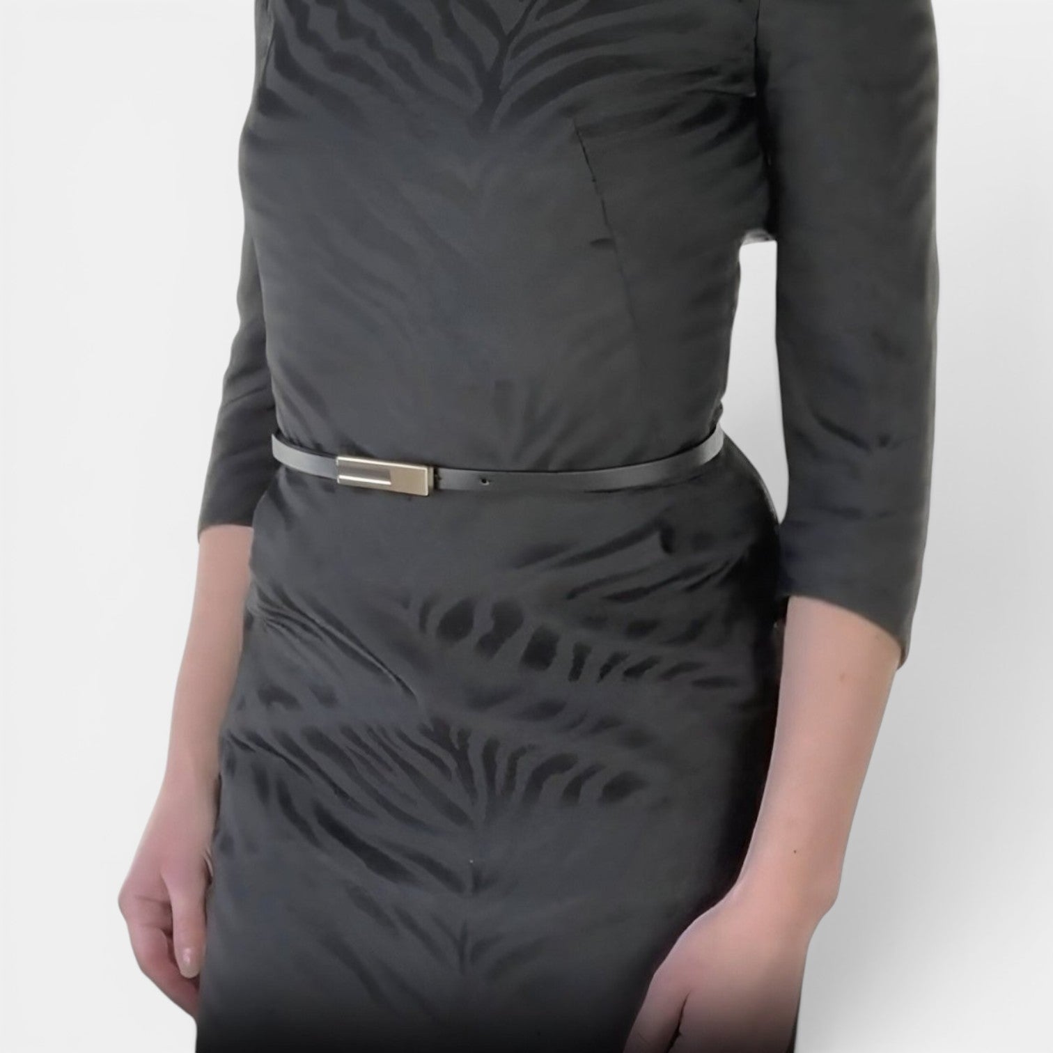 Ceinture Cuir Femme Fine Boucle Dorée Noire | Vezaline