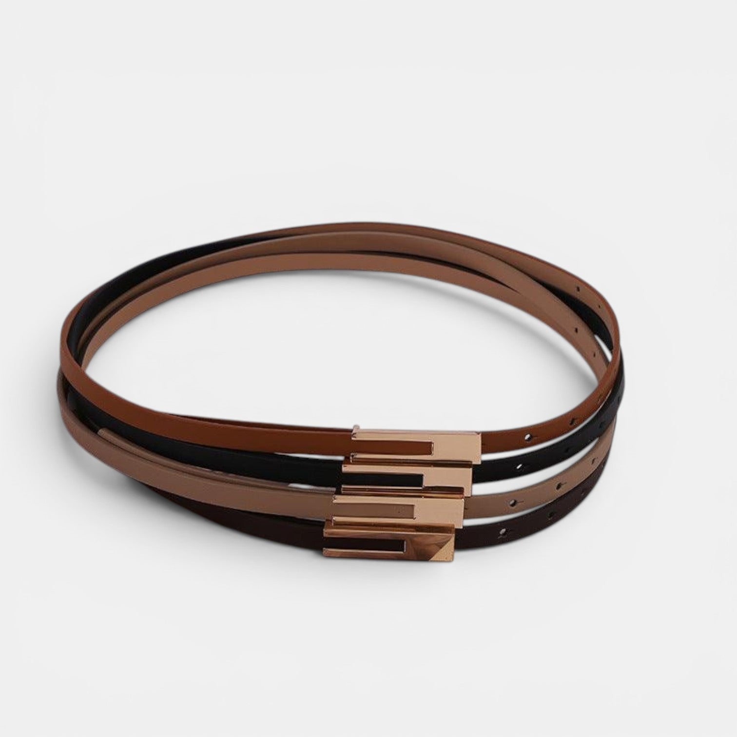 Ceinture Cuir Femme Fine Boucle Dorée Noire | Vezaline