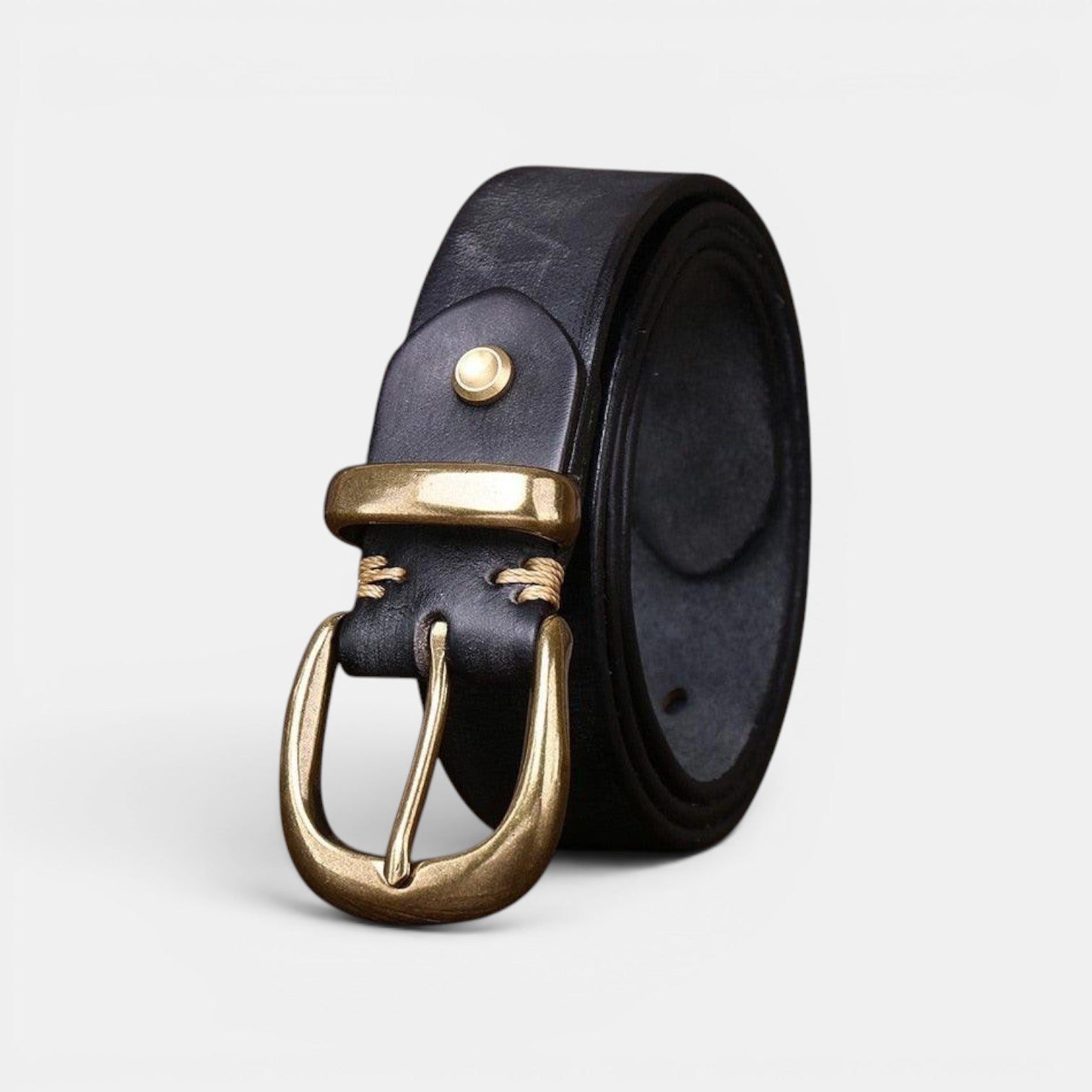 Ceinture Cuir Femme Pleine Fleur Vieilli Boucle Laiton | Vornel