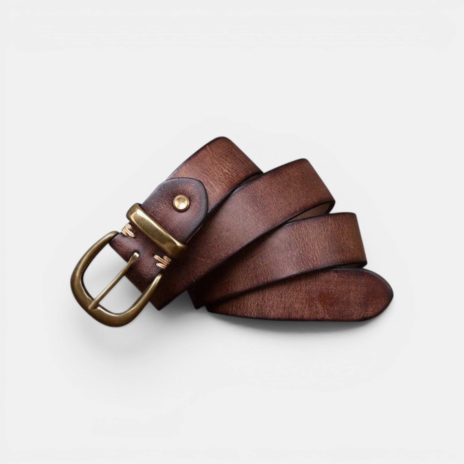Ceinture Cuir Femme Pleine Fleur Vieilli Boucle Laiton | Vornel