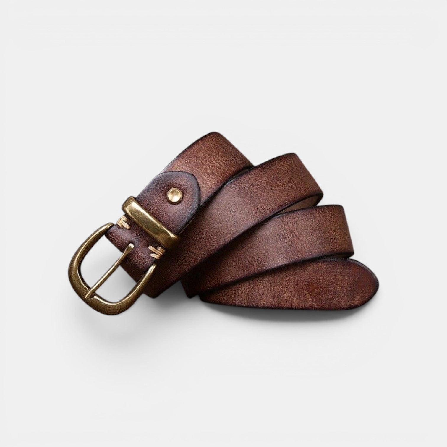Ceinture Cuir Femme Pleine Fleur Vieilli Boucle Laiton | Vornel