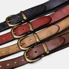 Ceinture Cuir Femme Pleine Fleur Vieilli Boucle Laiton | Vornel