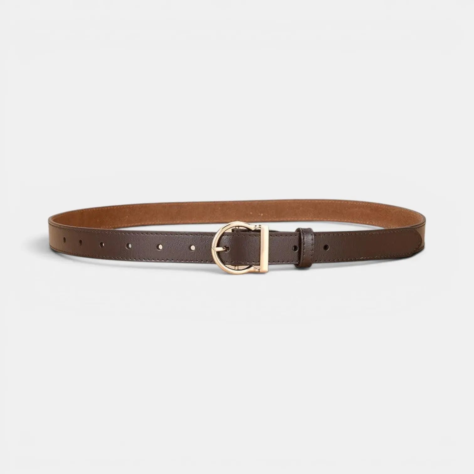 Ceinture Fine Cuir Lisse Femme Boucle Arrondie Dorée | Ornex La Maison de la Ceinture