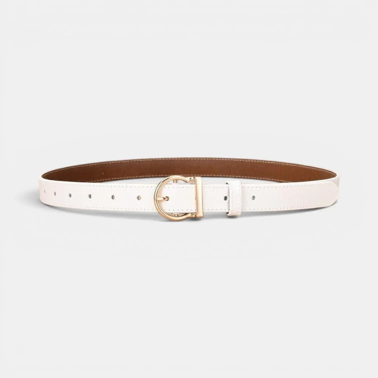 Ceinture Fine Cuir Lisse Femme Boucle Arrondie Dorée | Ornex La Maison de la Ceinture