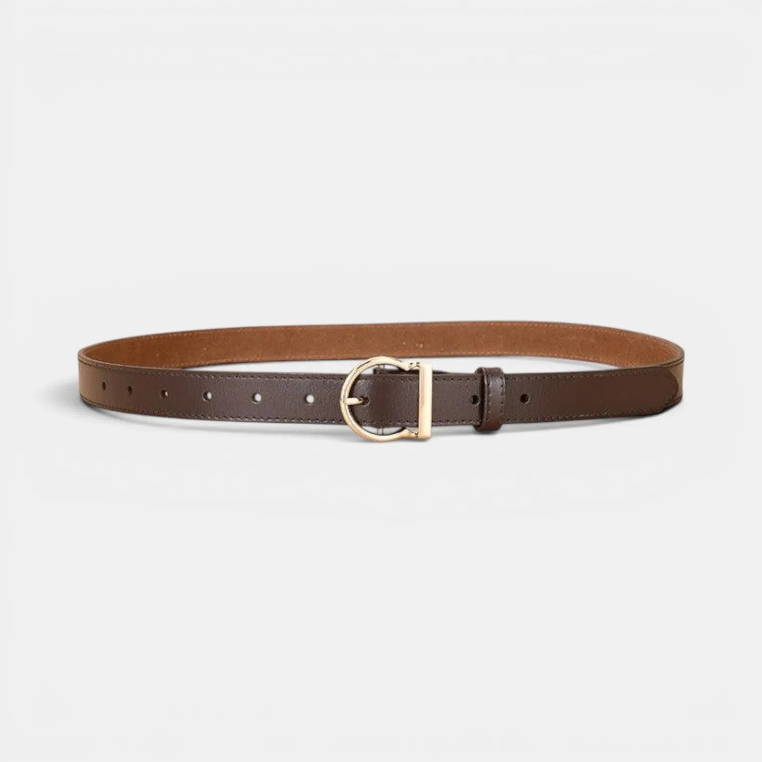 Ceinture Fine Cuir Lisse Femme Boucle Arrondie Dorée | Ornex La Maison de la Ceinture