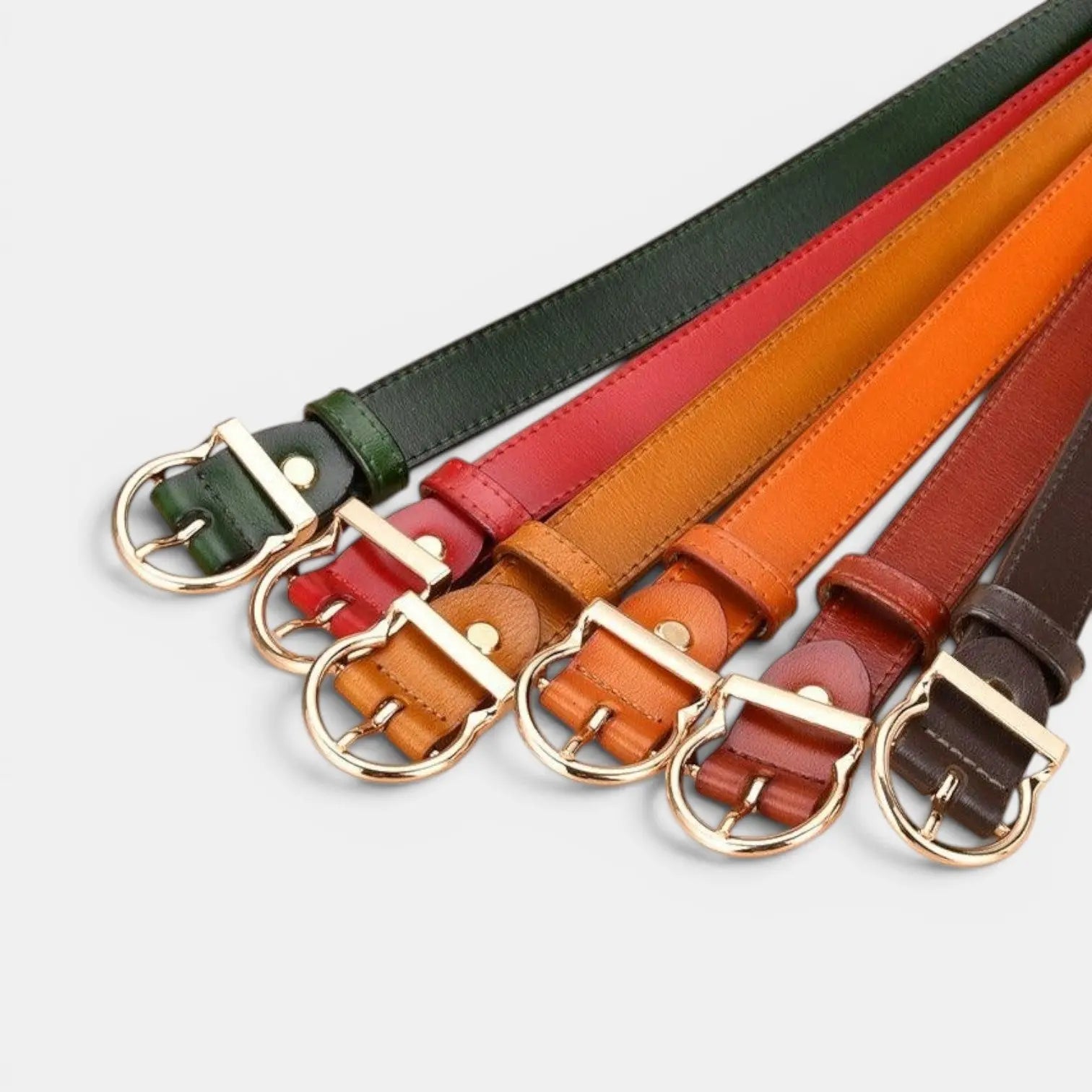 Ceinture Fine Cuir Lisse Femme Boucle Arrondie Dorée | Ornex La Maison de la Ceinture