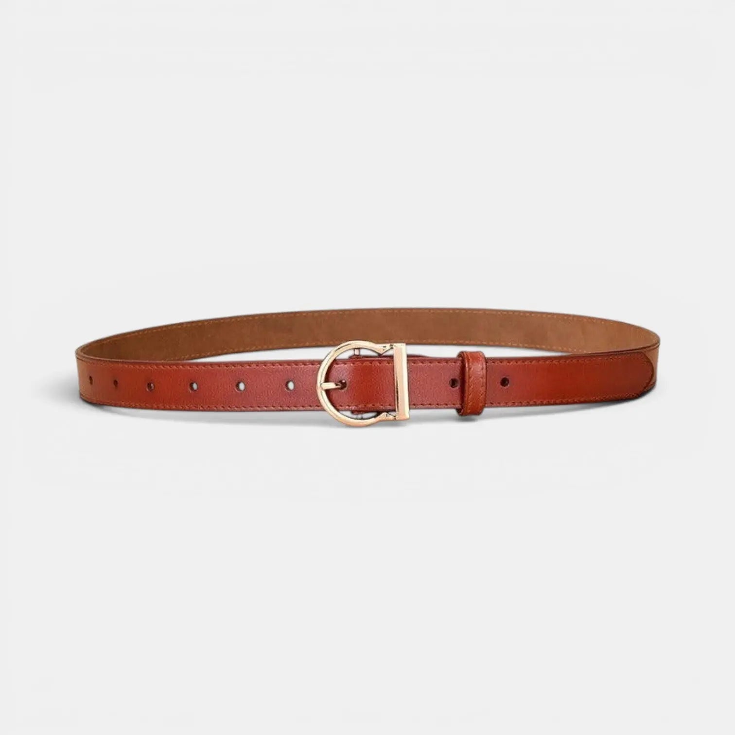 Ceinture Fine Cuir Lisse Femme Boucle Arrondie Dorée | Ornex La Maison de la Ceinture