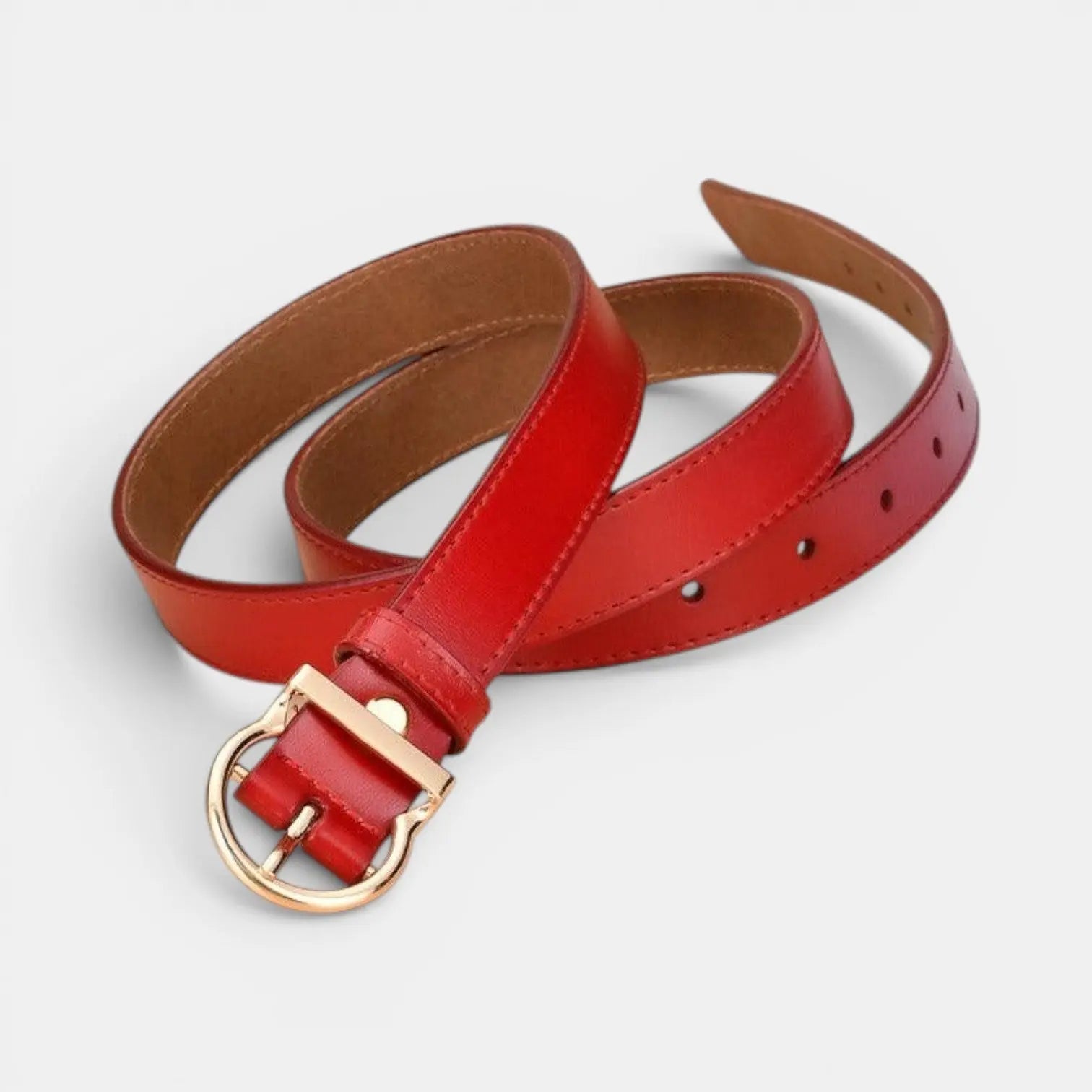 Ceinture Fine Cuir Lisse Femme Boucle Arrondie Dorée | Ornex La Maison de la Ceinture