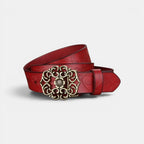 Ceinture Cuir Texturé Fantaisie Femme Boucle Dorée Florale | Florven La Maison de la Ceinture