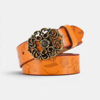 Ceinture Cuir Texturé Fantaisie Femme Boucle Dorée Florale | Florven La Maison de la Ceinture