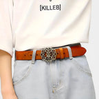 Ceinture Cuir Texturé Fantaisie Femme Boucle Dorée Florale | Florven La Maison de la Ceinture