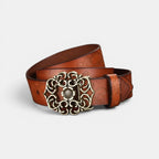 Ceinture Cuir Texturé Fantaisie Femme Boucle Dorée Florale | Florven La Maison de la Ceinture