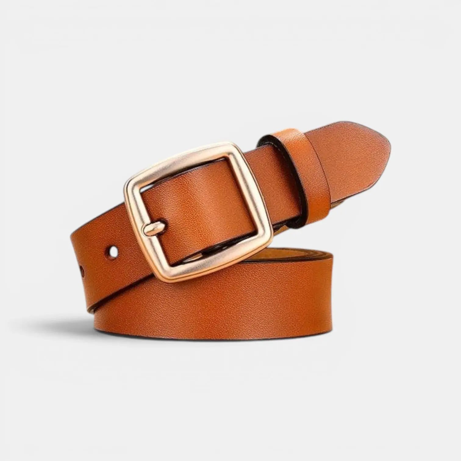 Ceinture Cuir Lisse Fine Boucle Carrée Dorée Femme | Carvelx La Maison de la Ceinture