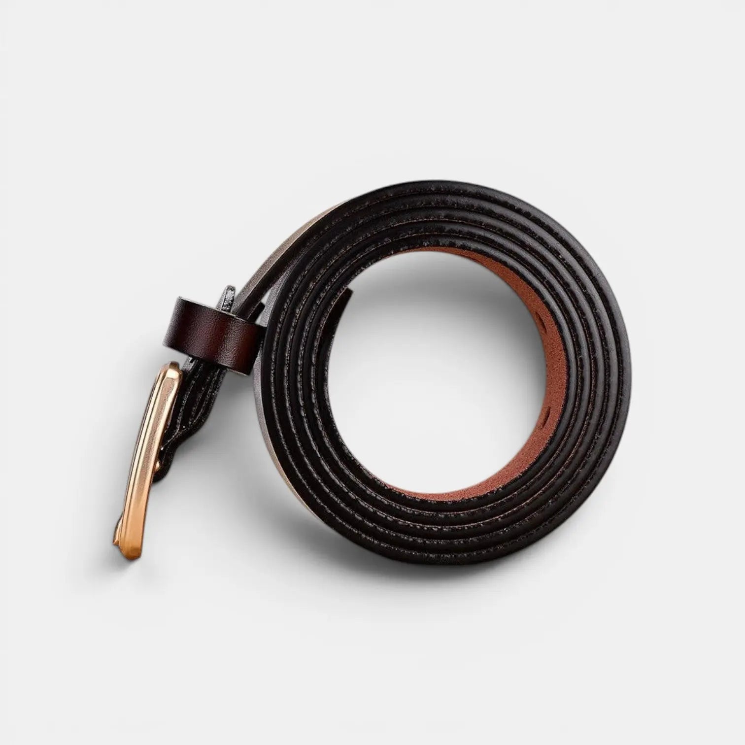 Ceinture Cuir Lisse Fine Boucle Carrée Dorée Femme | Carvelx La Maison de la Ceinture