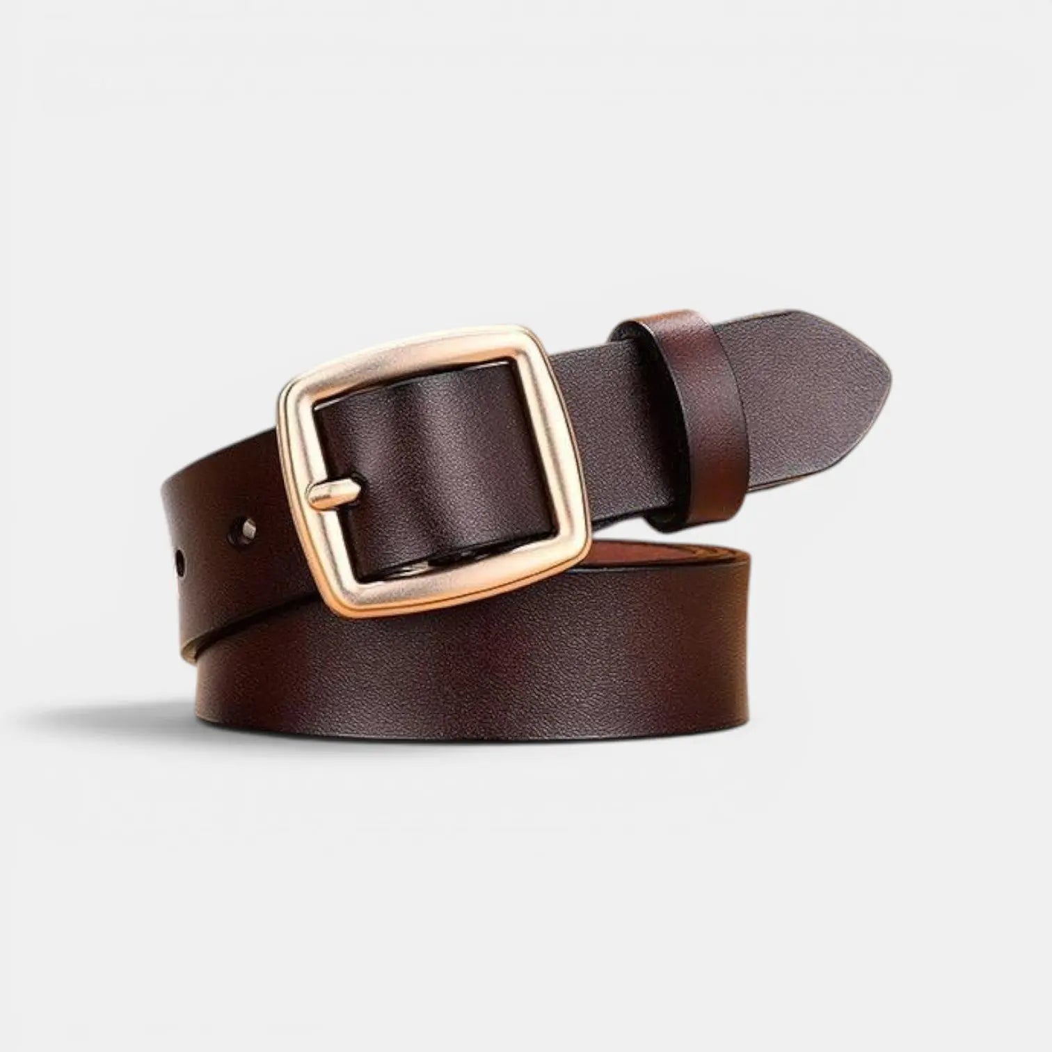 Ceinture Cuir Lisse Fine Boucle Carrée Dorée Femme | Carvelx La Maison de la Ceinture