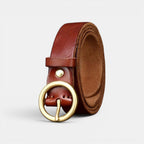 Ceinture Cuir Femme Boucle Ronde Laiton Cognac | Voranis
