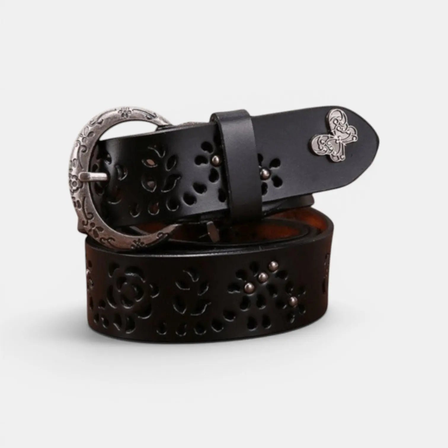 Ceinture Cuir Ajouré Femme Bohème Boucle Ronde Décorée | Ajolvex La Maison de la Ceinture