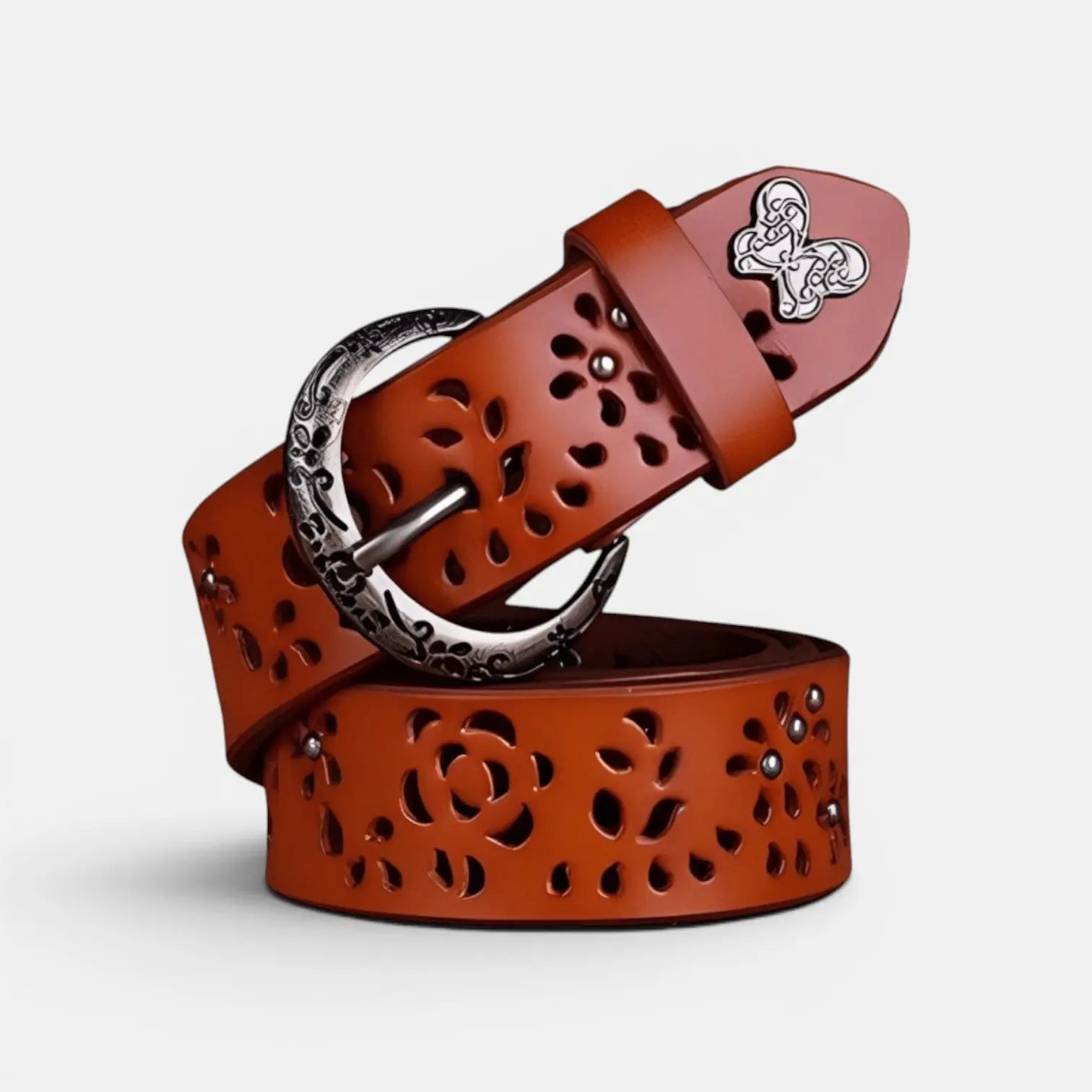 Ceinture Cuir Ajouré Femme Bohème Boucle Ronde Décorée | Ajolvex La Maison de la Ceinture