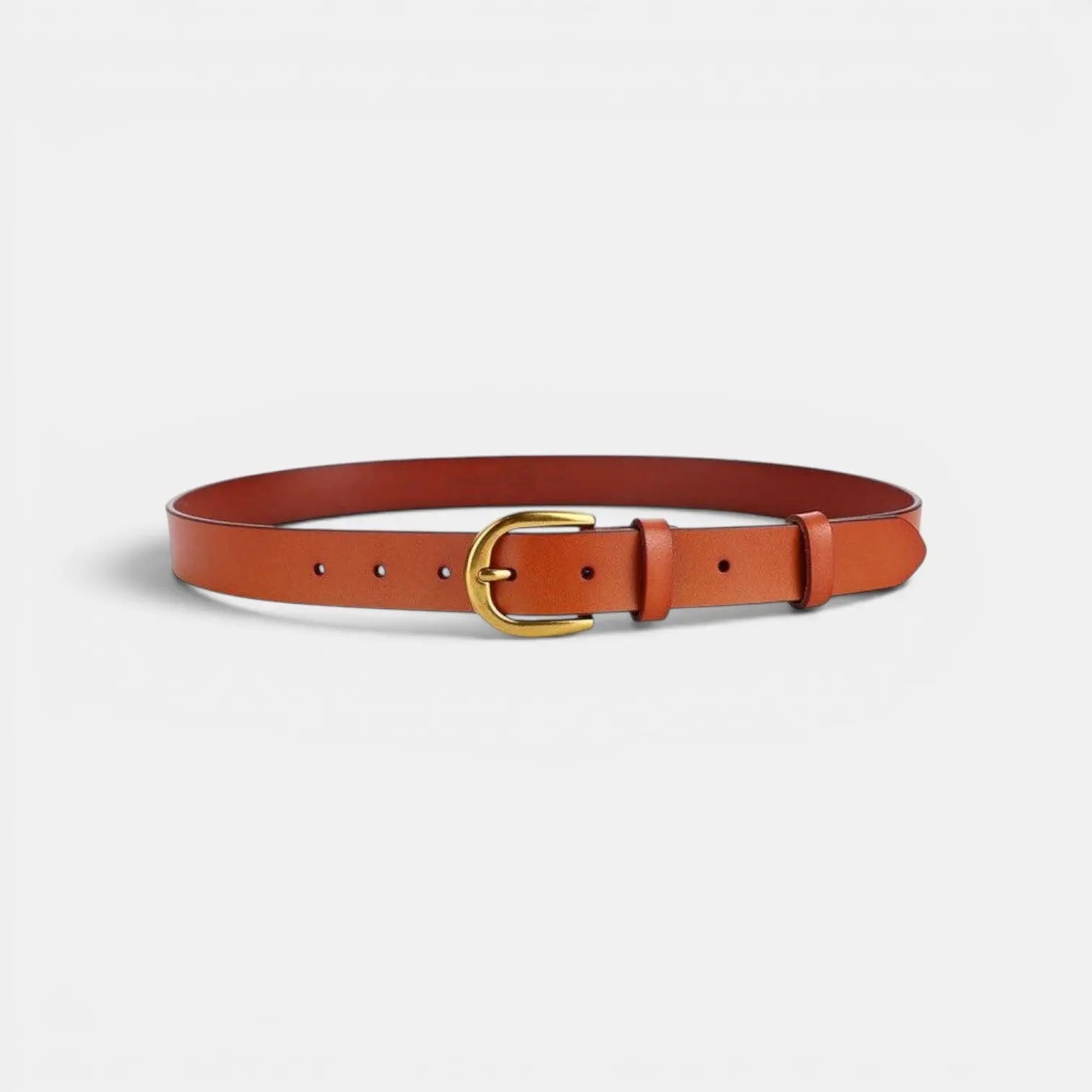 Ceinture Classique Cuir Lisse Boucle Arrondie Dorée Femme | Lorvan La Maison de la Ceinture