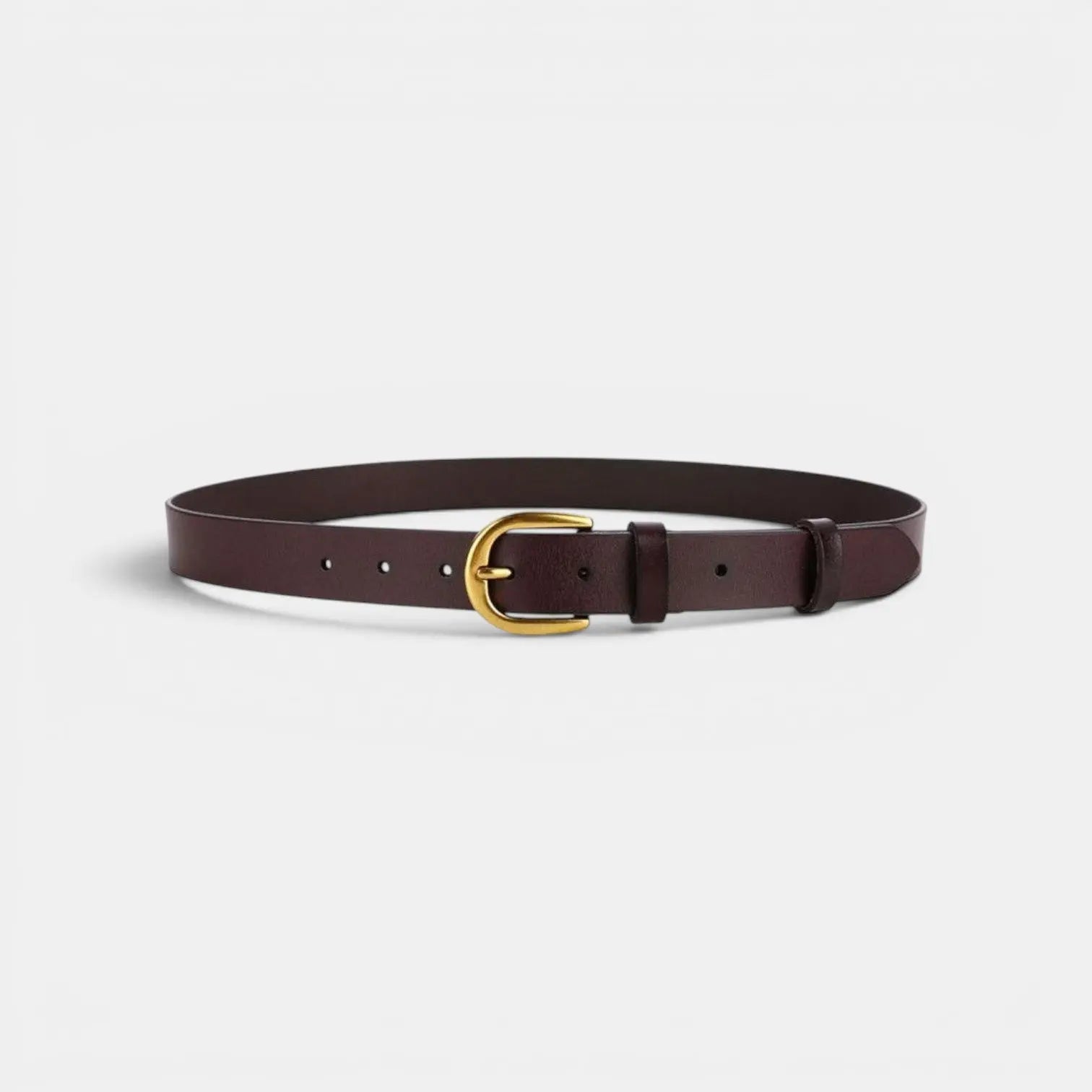Ceinture Classique Cuir Lisse Boucle Arrondie Dorée Femme | Lorvan La Maison de la Ceinture