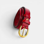 Ceinture Classique Cuir Lisse Boucle Arrondie Dorée Femme | Lorvan La Maison de la Ceinture