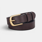 Ceinture Classique Cuir Lisse Boucle Arrondie Dorée Femme | Lorvan La Maison de la Ceinture
