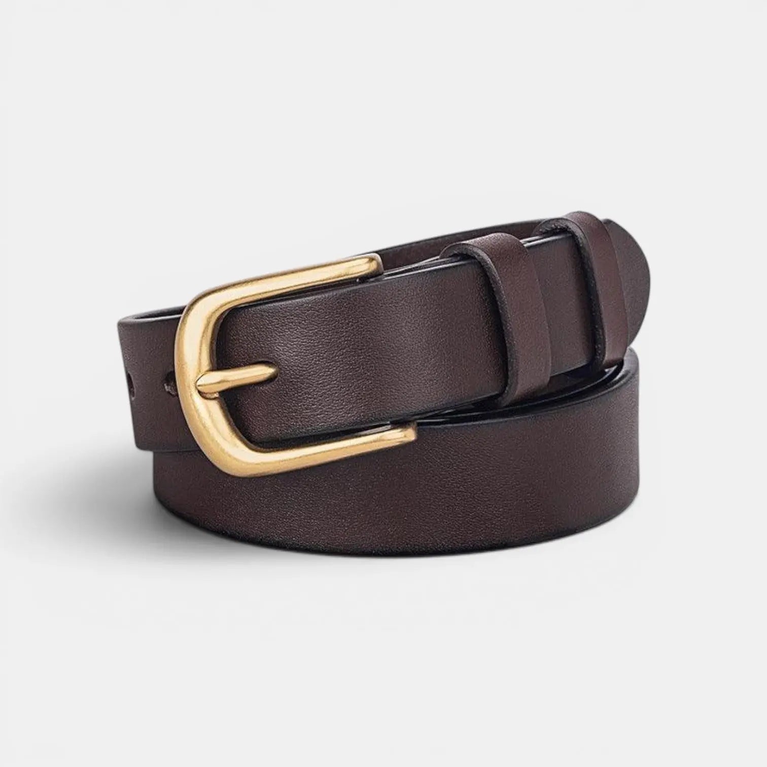 Ceinture Classique Cuir Lisse Boucle Arrondie Dorée Femme | Lorvan La Maison de la Ceinture