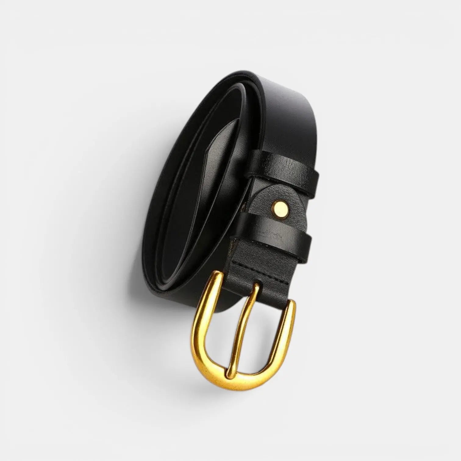 Ceinture Classique Cuir Lisse Boucle Arrondie Dorée Femme | Lorvan La Maison de la Ceinture