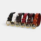 Ceinture Classique Cuir Lisse Boucle Arrondie Dorée Femme | Lorvan La Maison de la Ceinture