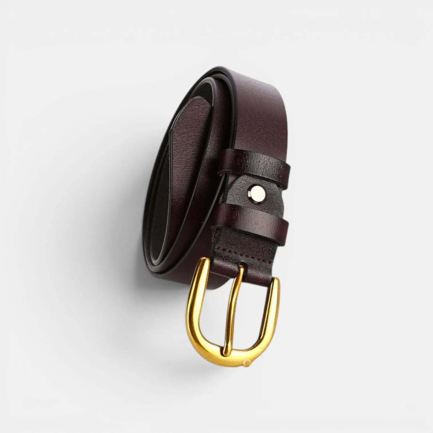 Ceinture Classique Cuir Lisse Boucle Arrondie Dorée Femme | Lorvan La Maison de la Ceinture