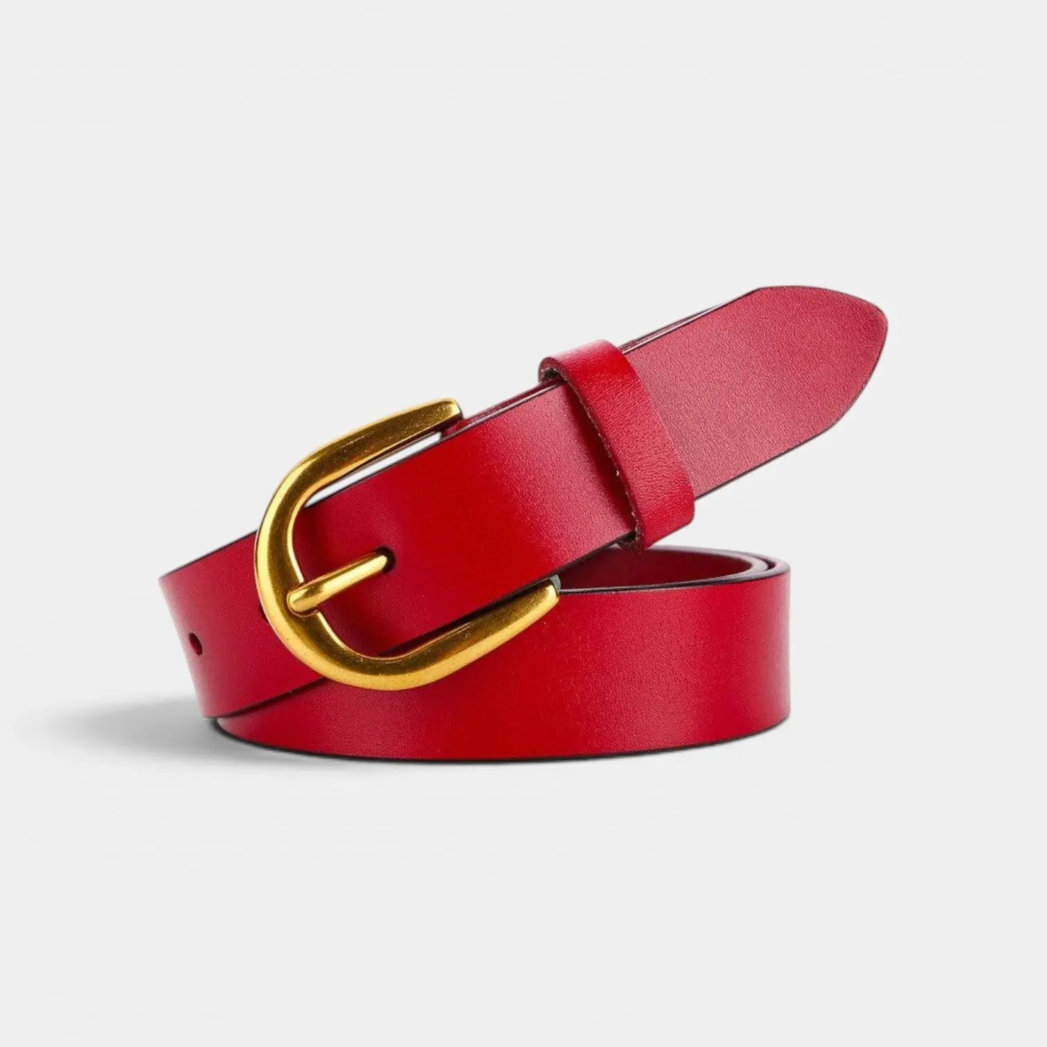 Ceinture Classique Cuir Lisse Boucle Arrondie Dorée Femme | Lorvan La Maison de la Ceinture