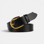 Ceinture Classique Cuir Lisse Boucle Arrondie Dorée Femme | Lorvan La Maison de la Ceinture