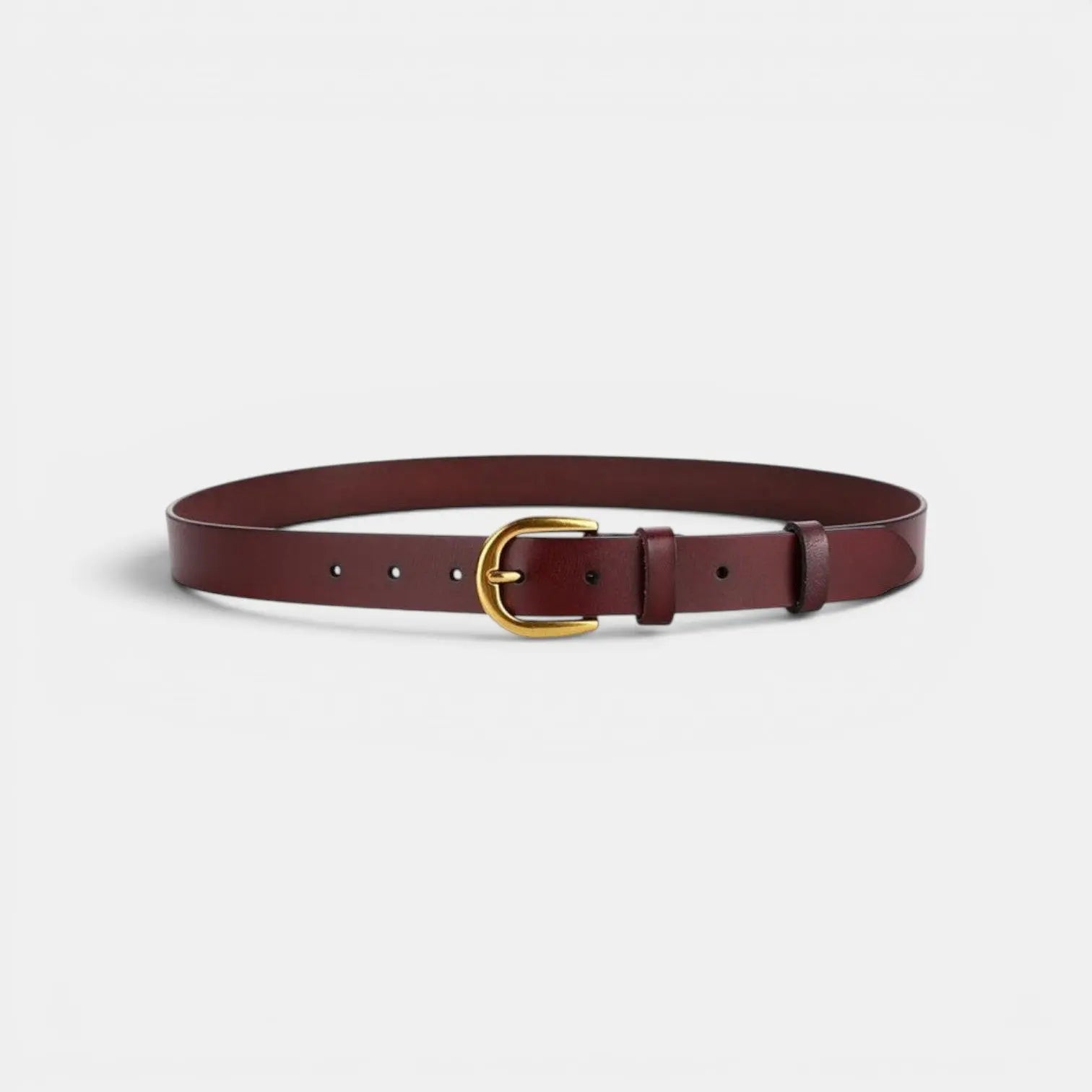 Ceinture Classique Cuir Lisse Boucle Arrondie Dorée Femme | Lorvan La Maison de la Ceinture