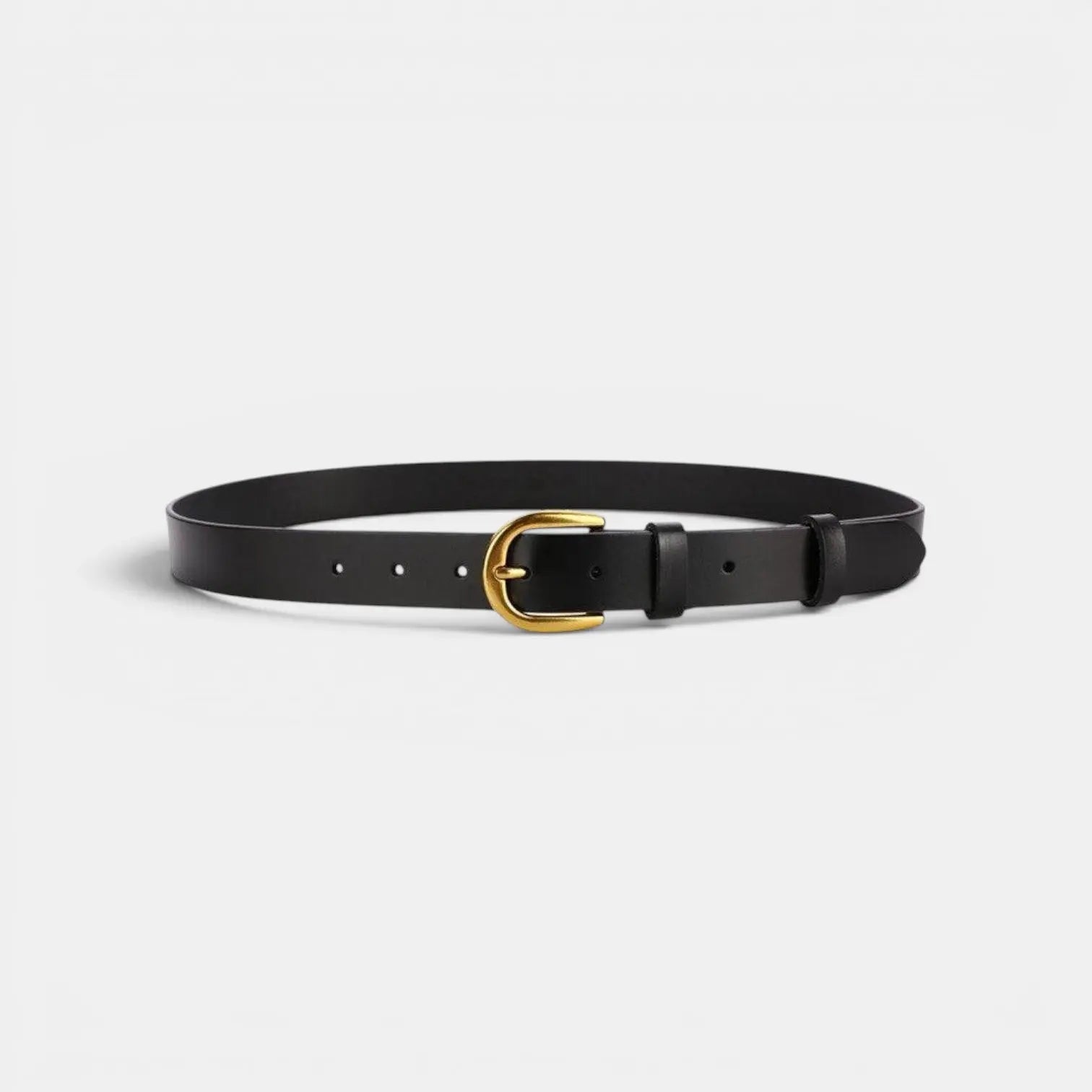 Ceinture Classique Cuir Lisse Boucle Arrondie Dorée Femme | Lorvan La Maison de la Ceinture