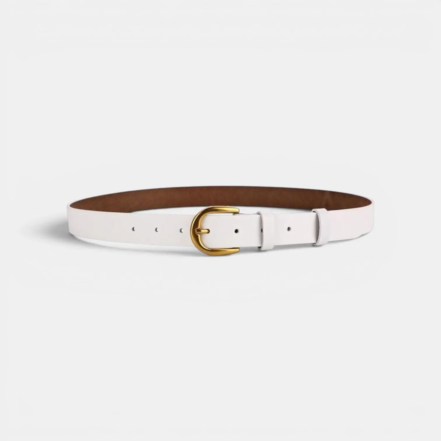 Ceinture Classique Cuir Lisse Boucle Arrondie Dorée Femme | Lorvan La Maison de la Ceinture