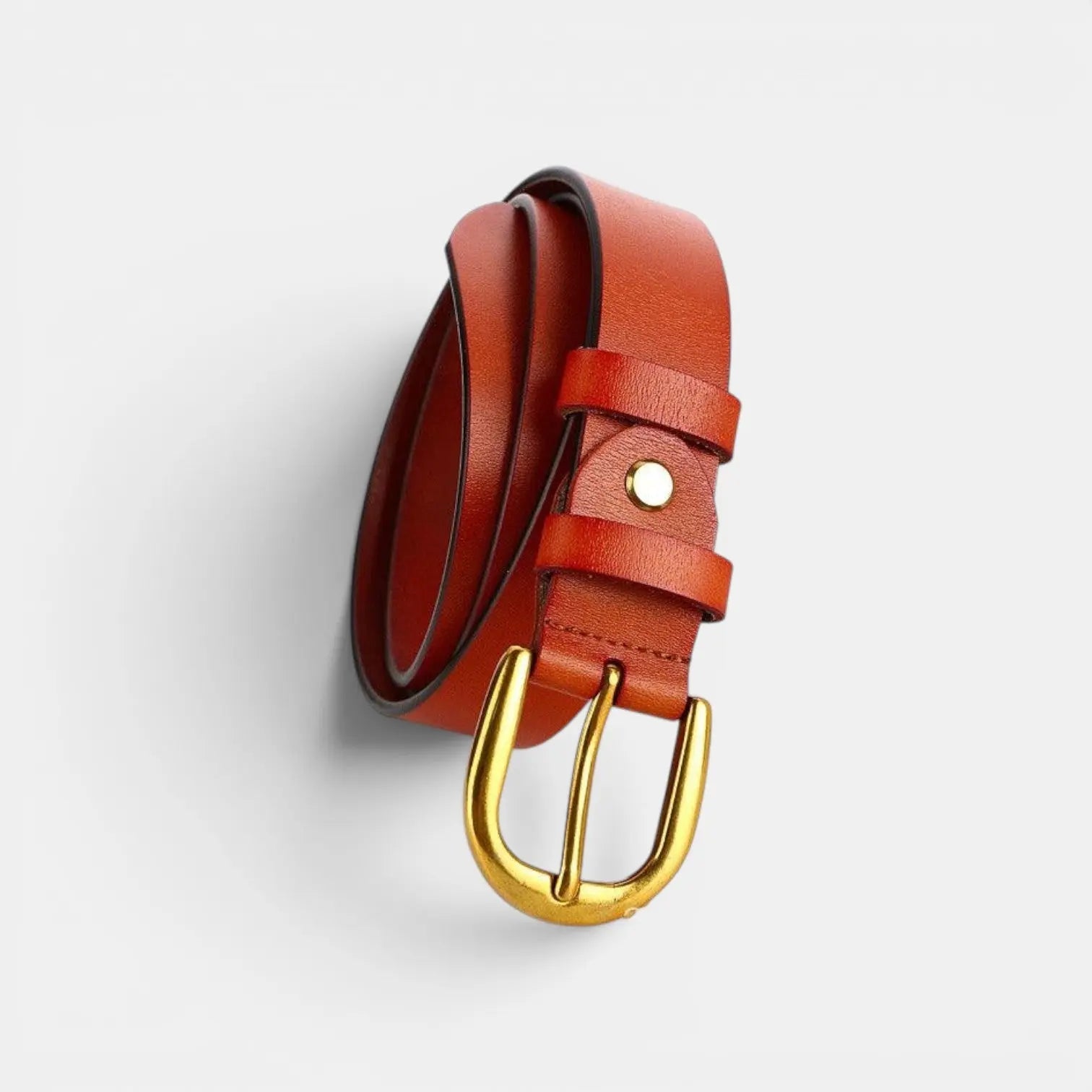 Ceinture Classique Cuir Lisse Boucle Arrondie Dorée Femme | Lorvan La Maison de la Ceinture