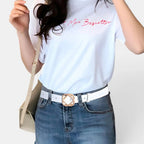 Ceinture Cuir Lisse Boucle Clip Dorée Arrondie Femme | Clivox La Maison de la Ceinture