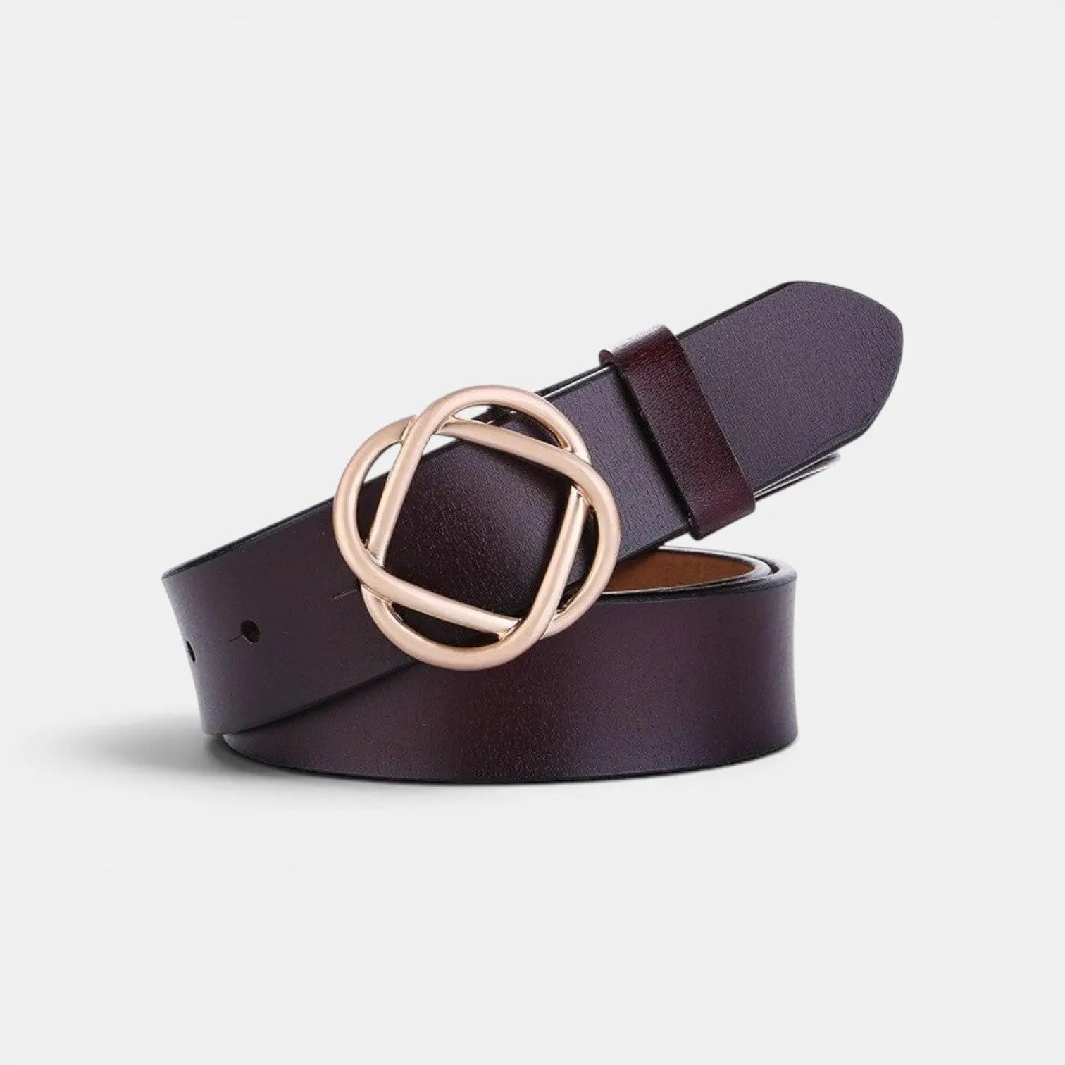 Ceinture Cuir Lisse Boucle Clip Dorée Arrondie Femme | Clivox La Maison de la Ceinture