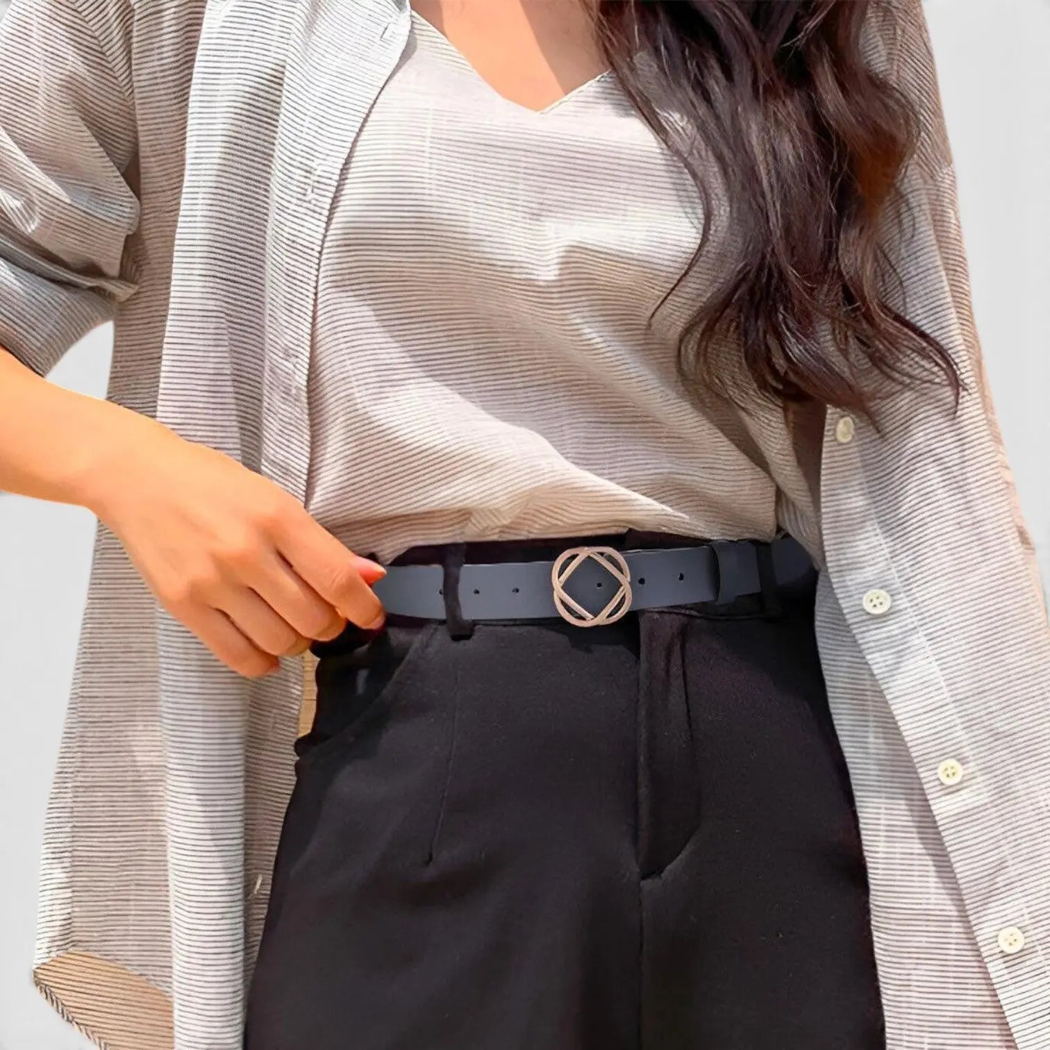 Ceinture Cuir Lisse Boucle Clip Dorée Arrondie Femme | Clivox La Maison de la Ceinture