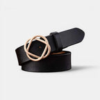 Ceinture Cuir Lisse Boucle Clip Dorée Arrondie Femme | Clivox La Maison de la Ceinture