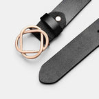 Ceinture Cuir Lisse Boucle Clip Dorée Arrondie Femme | Clivox La Maison de la Ceinture
