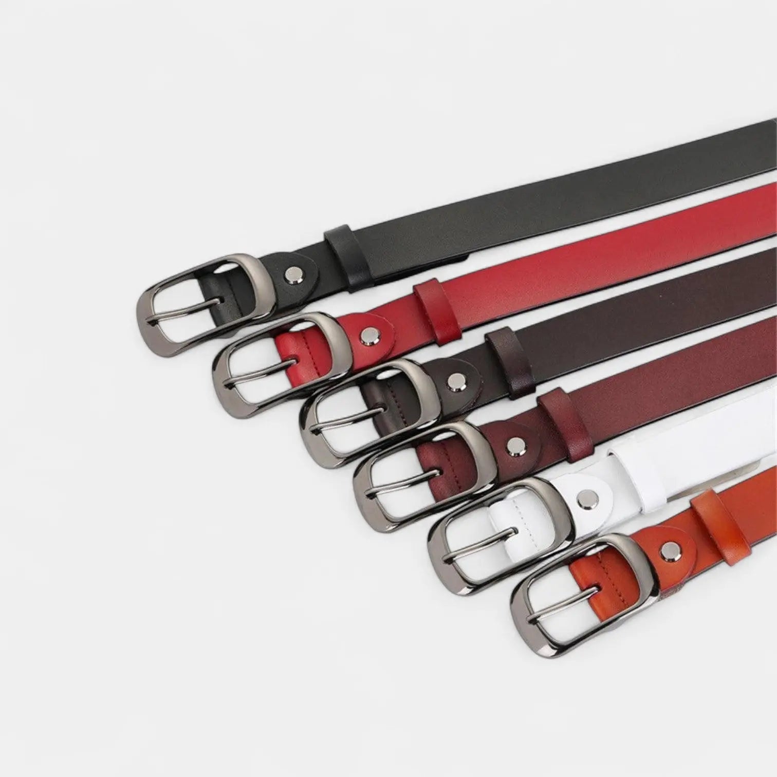 Ceinture Fine Cuir Femme Boucle Ardillon Ovale 6 Coloris | Luvrix La Maison de la Ceinture
