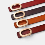 Ceinture Cuir Lisse Fine Boucle Ovale Dorée Femme | Ovalex La Maison de la Ceinture