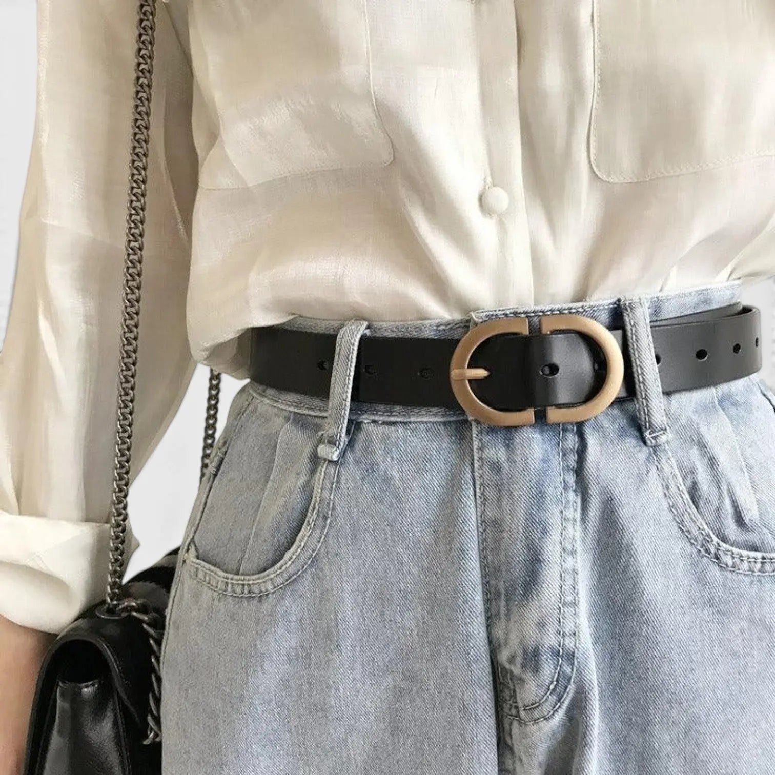 Ceinture Cuir Lisse Femme Boucle Ovale Dorée Ardillon | Fenora La Maison de la Ceinture