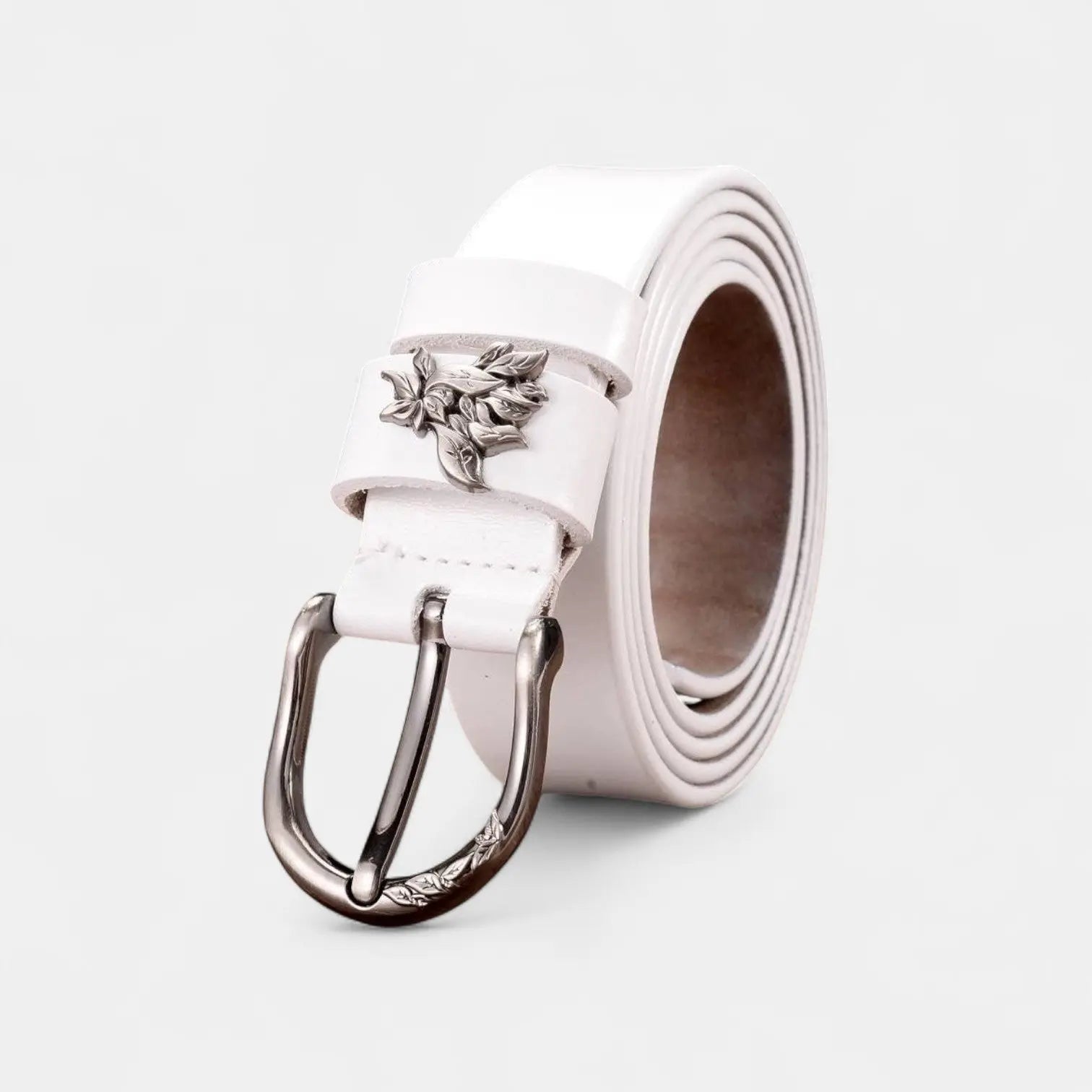 Ceinture Cuir Femme Fine Boucle Ardillon Décorée Feuillage | Selvax La Maison de la Ceinture