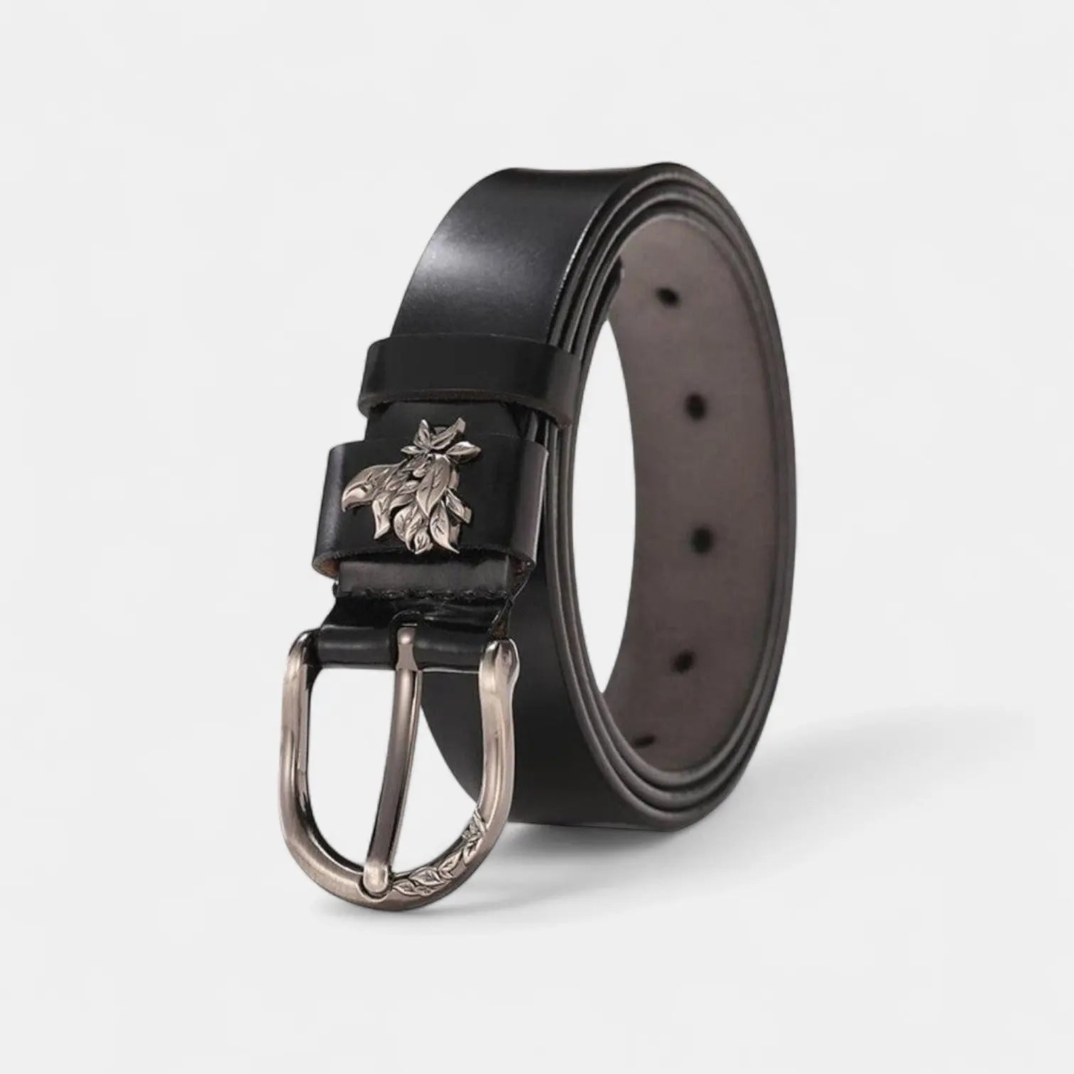 Ceinture Cuir Femme Fine Boucle Ardillon Décorée Feuillage | Selvax La Maison de la Ceinture