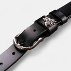 Ceinture Cuir Femme Fine Boucle Ardillon Décorée Feuillage | Selvax La Maison de la Ceinture