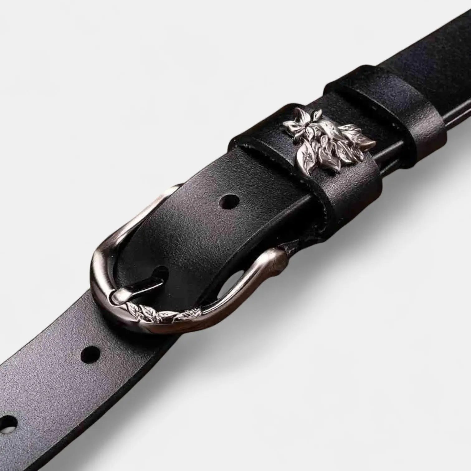 Ceinture Cuir Femme Fine Boucle Ardillon Décorée Feuillage | Selvax La Maison de la Ceinture